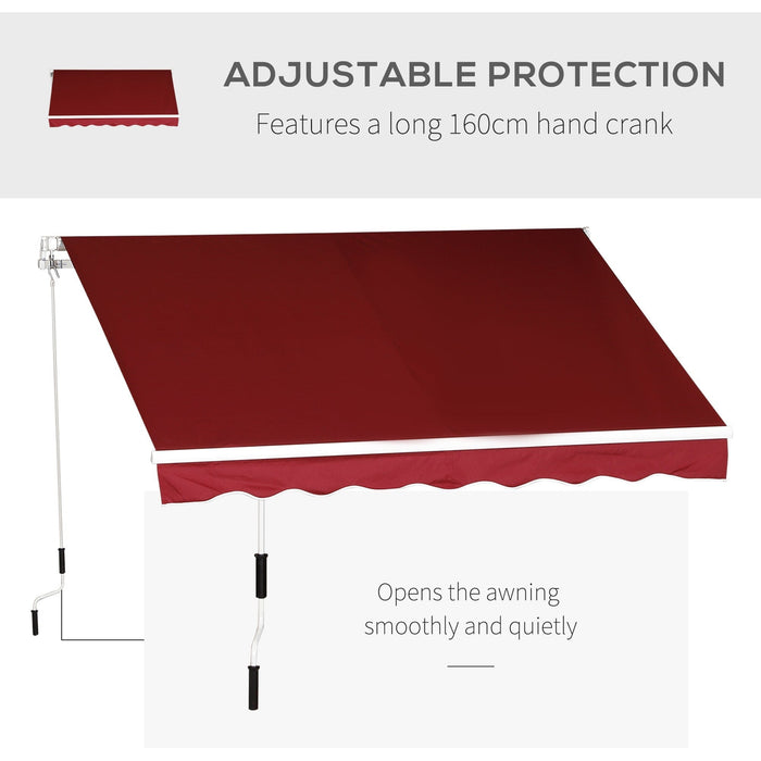 Manual Retractable Awning, 2.5x2 m, Dark Red