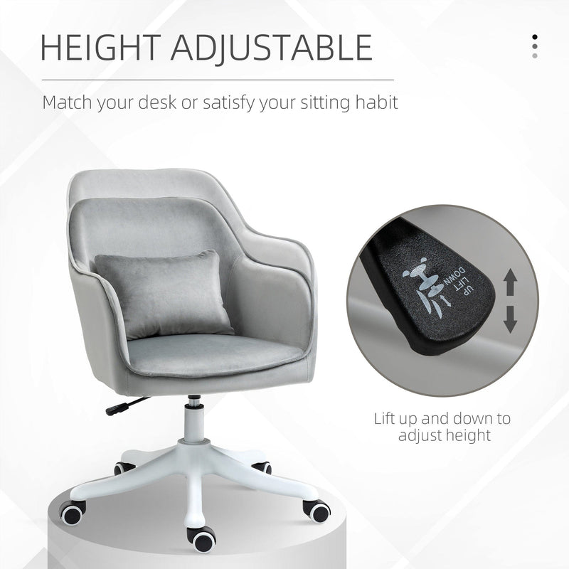 Grey Velvet Office Chair with Rechargeable Vibration Massage