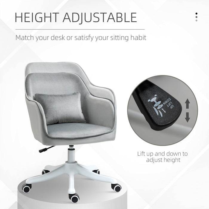 Grey Velvet Office Chair with Rechargeable Vibration Massage