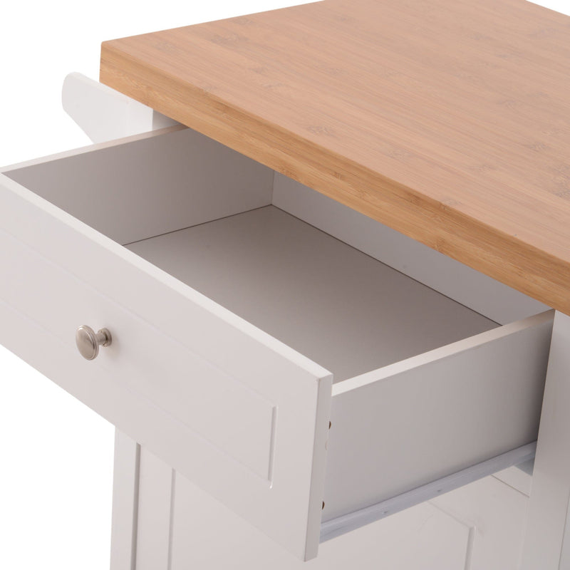 Kitchen Storage Trolley, Drawer, Cupboard, Towel Rail, White