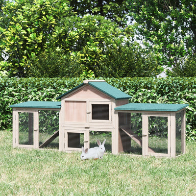 Deluxe Outdoor Rabbit Hutch with Ladder & Run Pawhut
