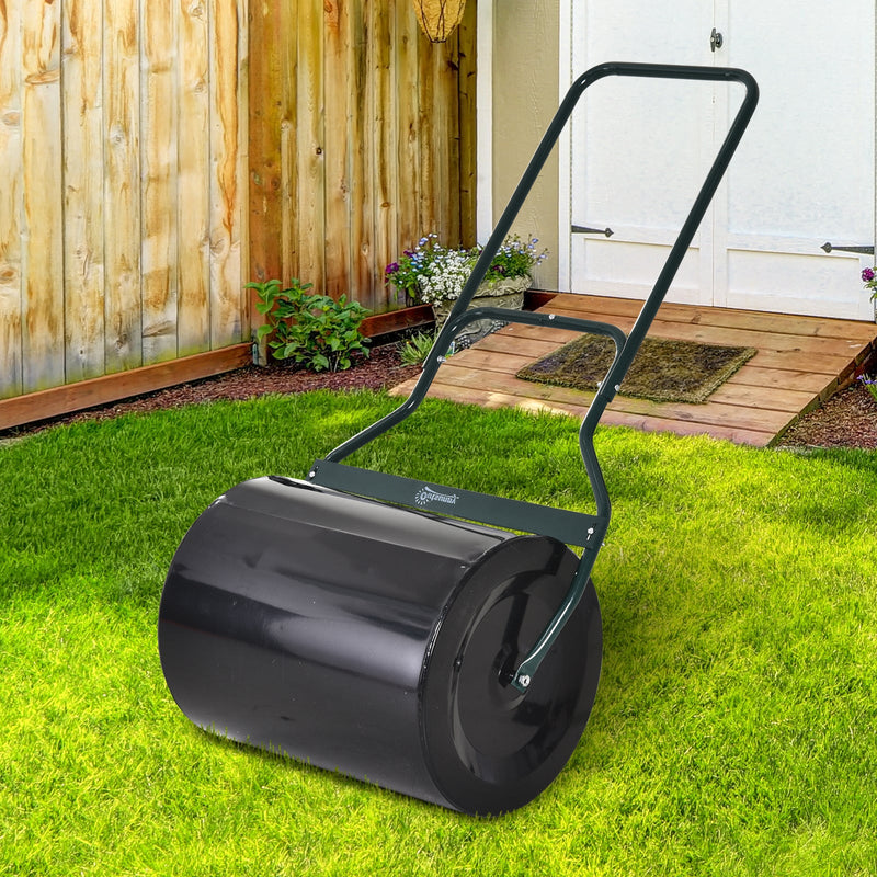 Steel Garden Lawn Roller, Water/Sand Fill - 50cm