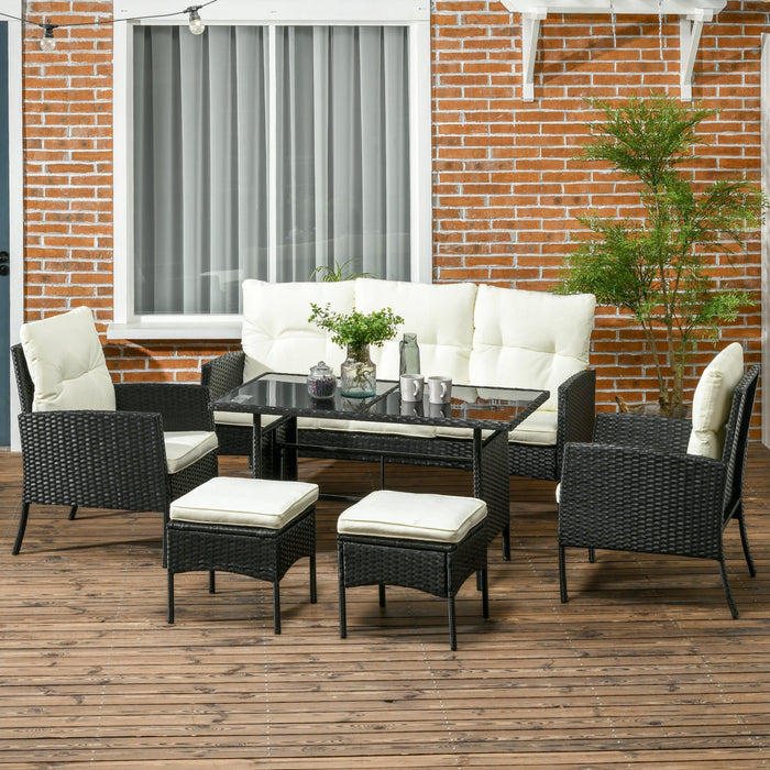 5 Seater Rattan Garden Furniture Set, Grey, Black