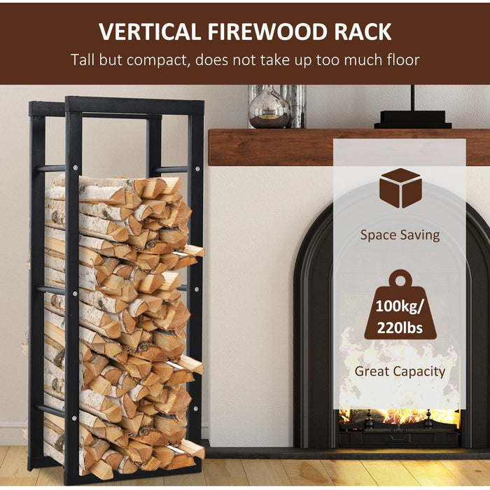 Tall Metal Firewood Log Holder, Indoor/Outdoor, Rust-Resistant