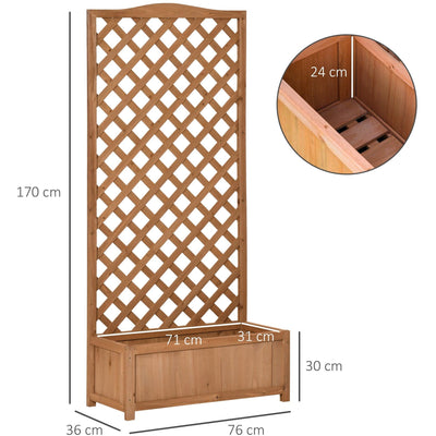 Wooden Garden Planter With Trellis Outsunny