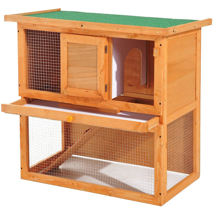 Wooden Rabbit Hutch, Weather Resistant 2 Tier