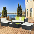 4 Seater Outdoor Rattan Sofa Set with Coffee Table, Cushions Outsunny