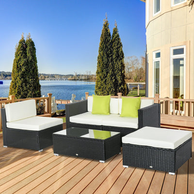 4 Seater Outdoor Rattan Sofa Set with Coffee Table, Cushions Outsunny