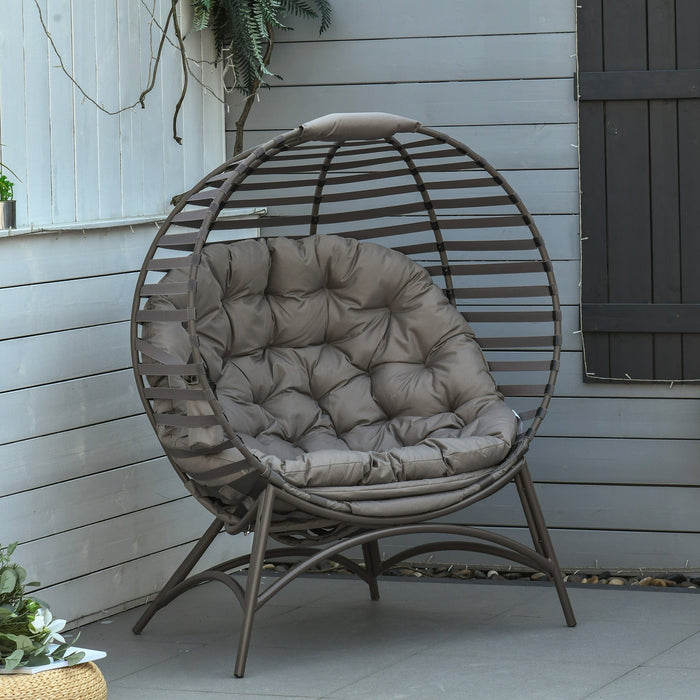 Brown 2 Seater Egg Chair Soft Cushion