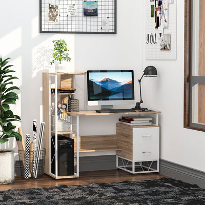 Computer Desk with Shelves, Drawers, Home Office Workstation Homcom