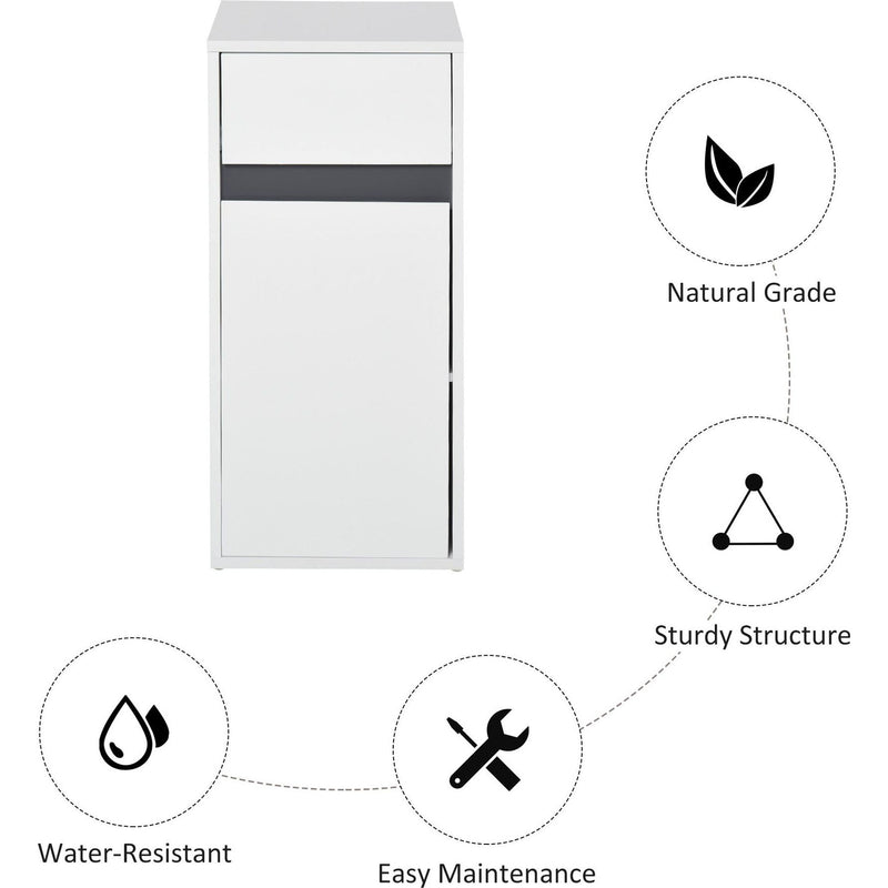 White Bathroom Cabinet Freestanding - 73H x 35W x 31Dcm