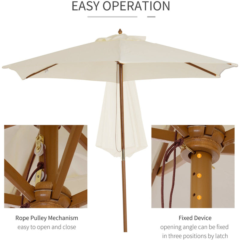 2.5m Wooden Garden Parasol