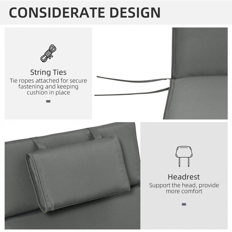 Grey Sun Lounger Replacement Cushion Outsunny
