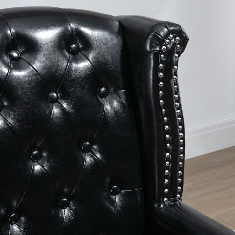 HOMCOM Wingback Accent Chair Tufted Chesterfield-style Armchair with Nail Head Trim for Living Room Bedroom Black Homcom