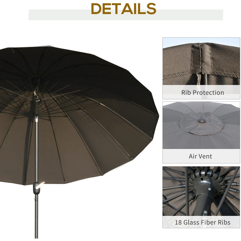 Round Patio Parasol, 2.5m, Tilt Crank, 18 Ribs
