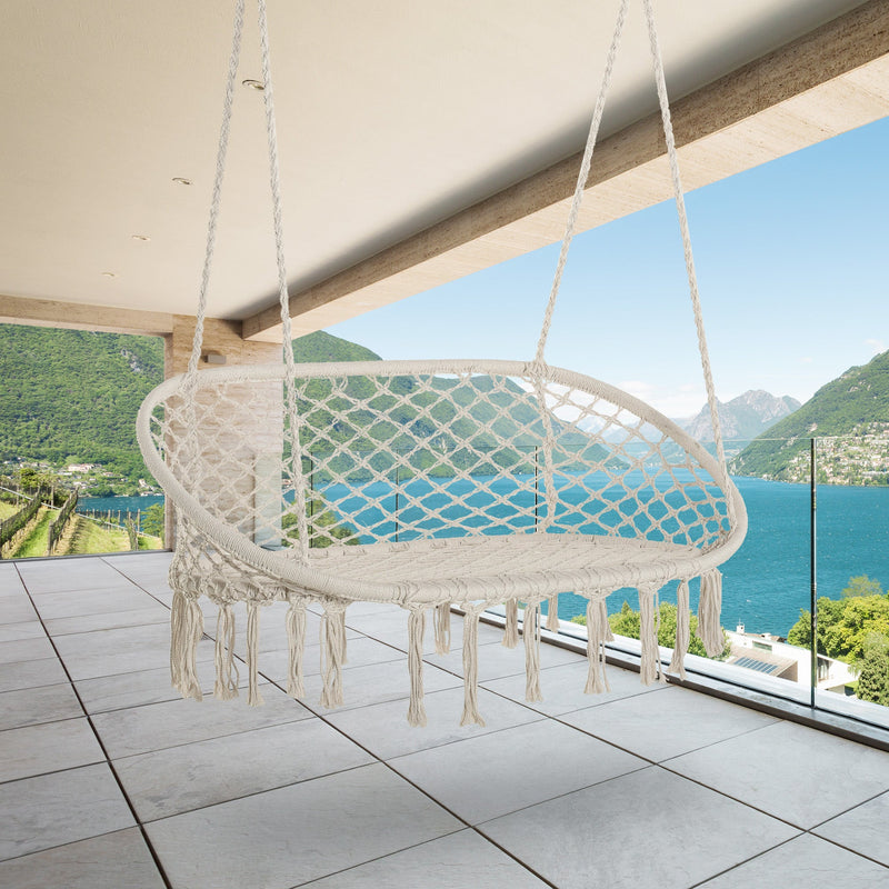 Hammock Chair With Metal Frame, Large Cushioned Seat Outsunny