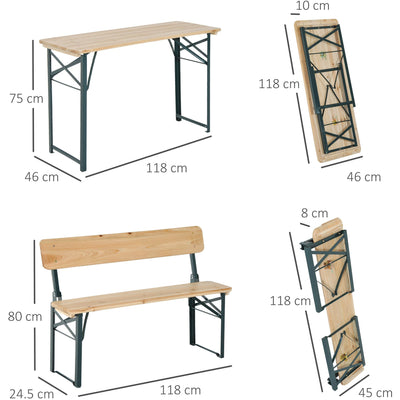 Outdoor Table and Bench Set Outsunny