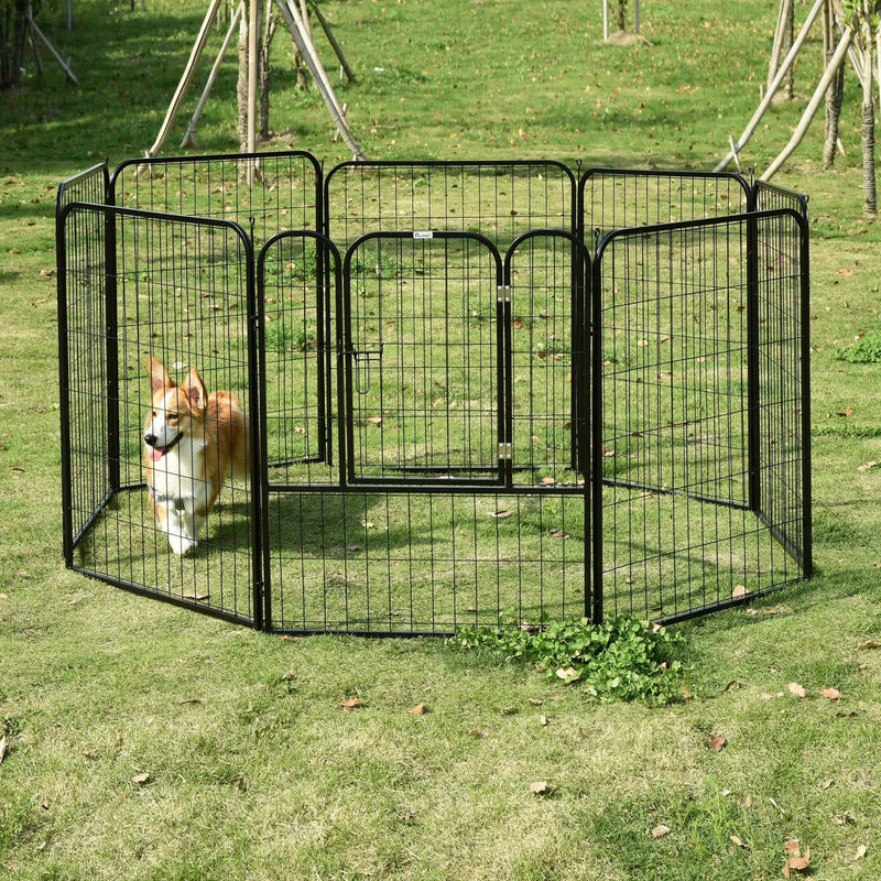 Heavy Duty Dog Play Pen, Foldable, Black Pawhut