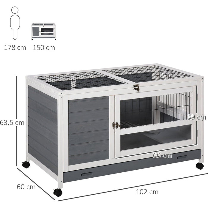 Indoor Rabbit Hutch with Lift Open Top