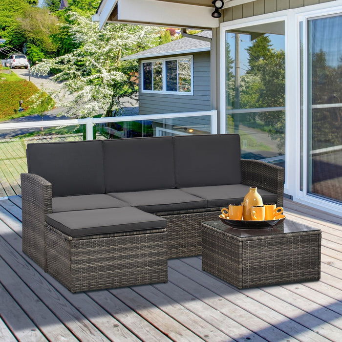 Outdoor Rattan Corner Sofa with Coffee Table