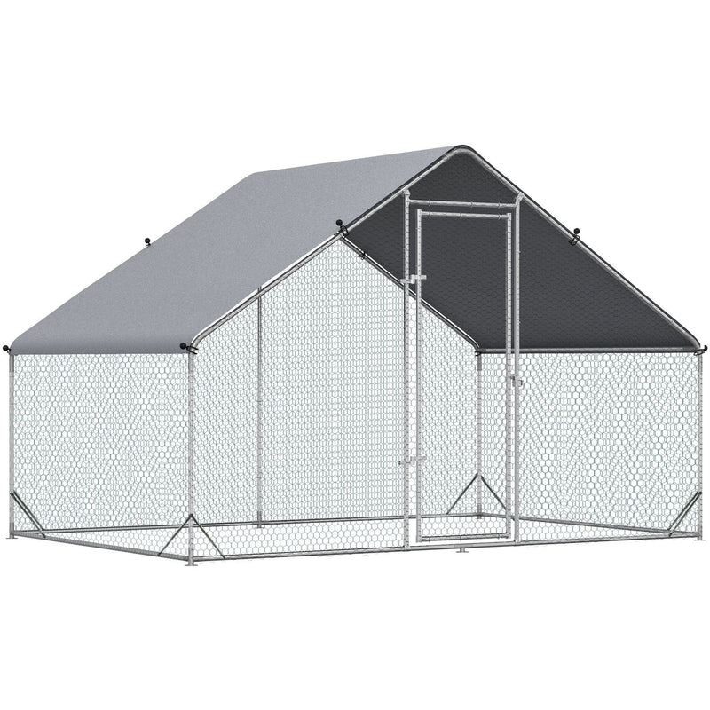 Galvanised Chicken Coop w/ Run, Playpen, Water-Resist Cover