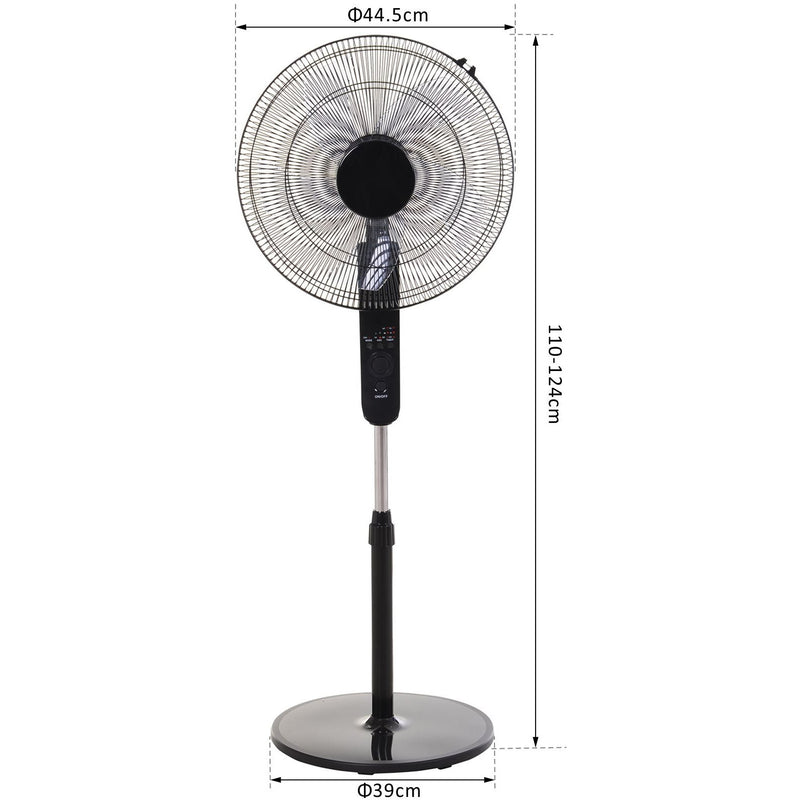 HOMCOM Oscillating Floor Fan W/ Remote Control-Standing Cooling Machine Indoor Air Refresher w/ Adjustable Height, Speed Mode, 7.5-Hour Timer Black Homcom