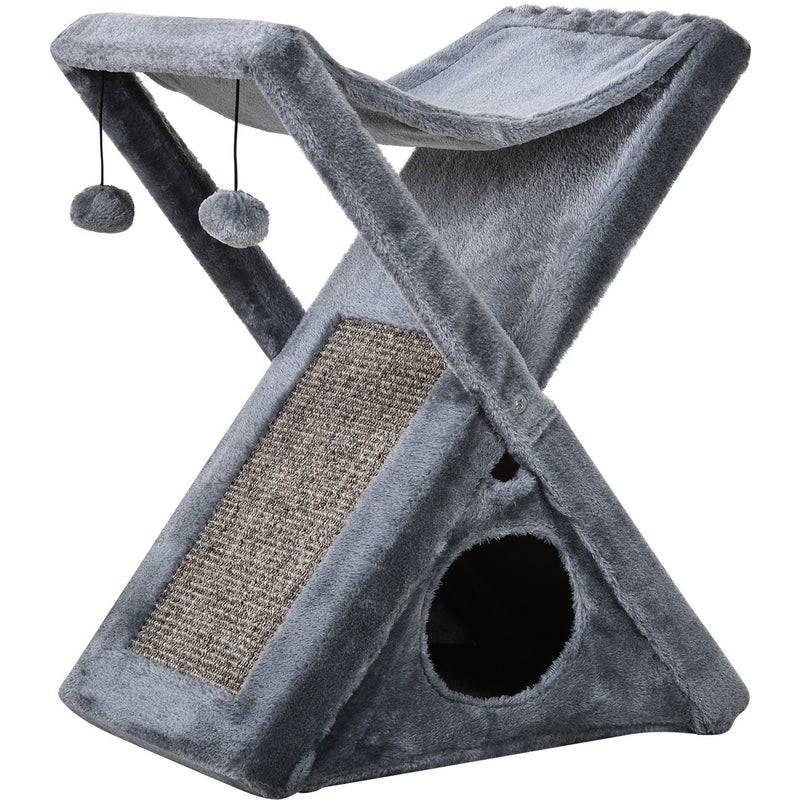 Two Tier Cat Tree Scratching Post - Grey