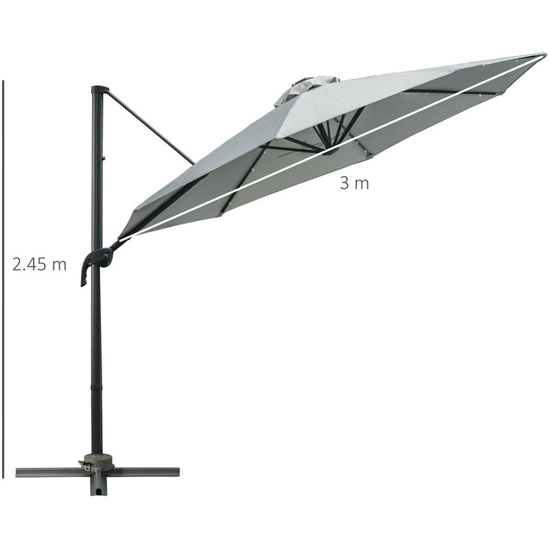 3m Roma Offset Cantilever Patio Parasol, 360° Rotation