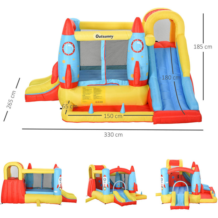 Kids Rocket Themed Bouncy Castle With Pump, Age 3-10 Years