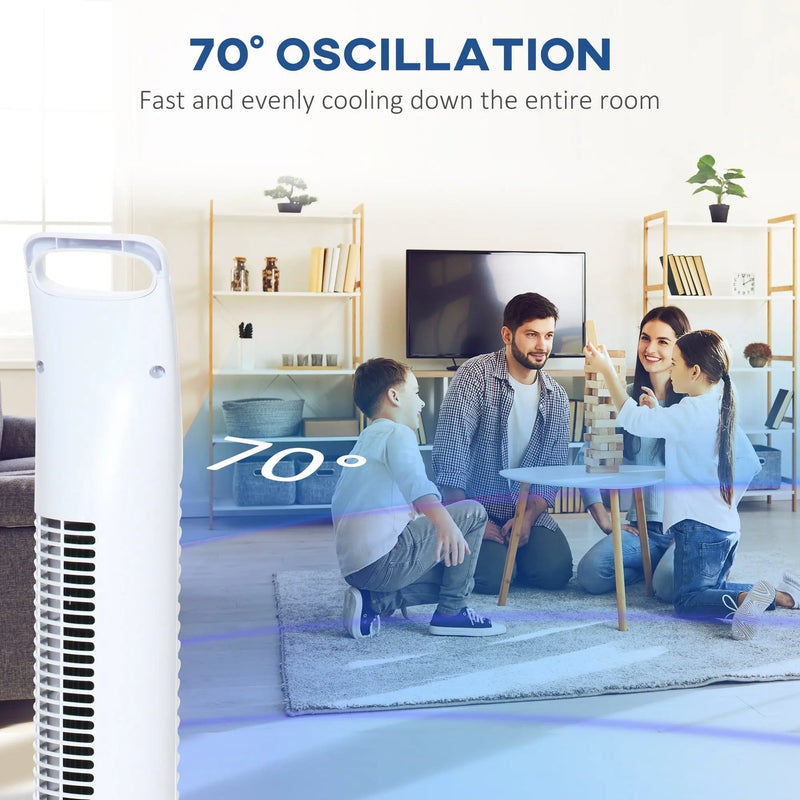 36" Tower Fan with Remote, 3 Speed, Oscillation, 7.5h Timer Homcom
