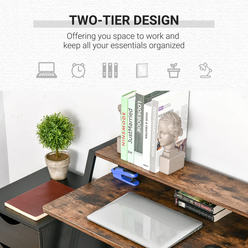 Home Office Desk with Storage Shelf, L84 x W45 x H85cm