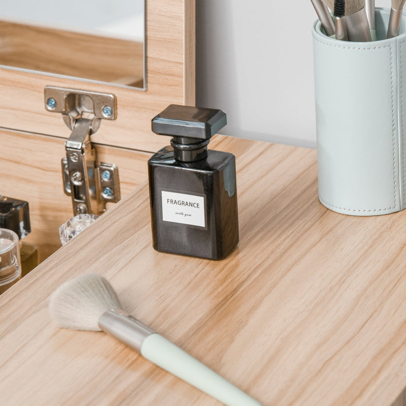 Dressing Table With Flip up Mirror and Cushioned Stool