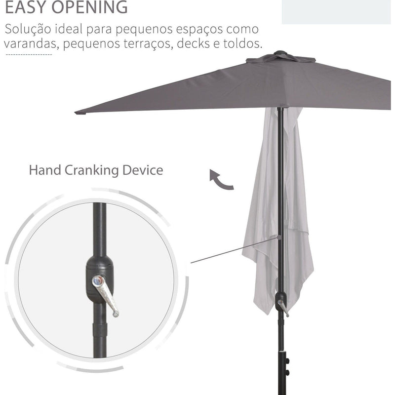 2.3m Balcony Half Umbrella, Crank Handle