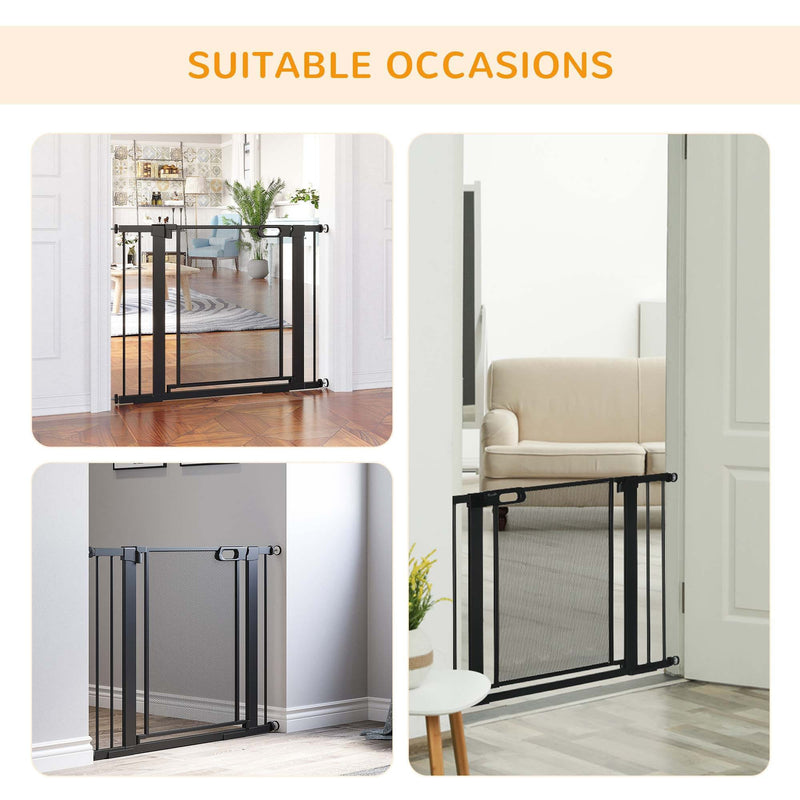 Black Dog Gate with 2 Extensions Kit