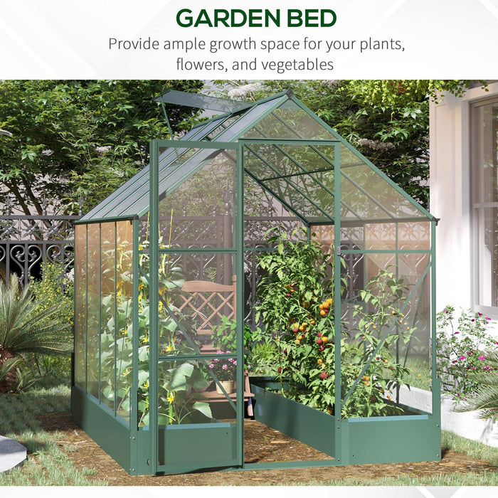 6x8ft Polycarbonate Greenhouse, Custom Interior, Steel Frame