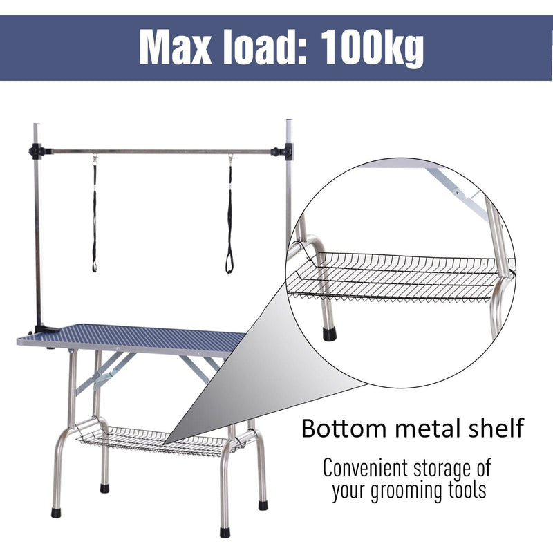 Adjustable Dog Grooming Table with Safety Slings, 107cm