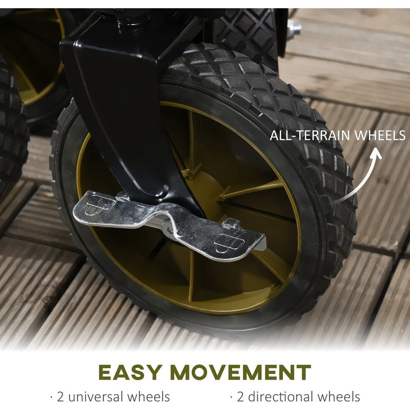 Folding Garden Trolley With Cover And Pockets, Green