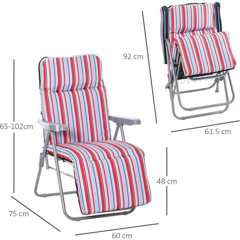 Set of 2 Padded Garden Recliner Chairs