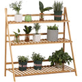 Outsunny 3-Tier Plant Stand, Bamboo, 98x37x96.5cm Outsunny