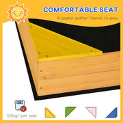 Square Wooden Sand Pit For Kids Age 3-8 Years Outsunny