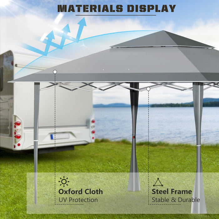Large Pop Up Gazebo, Metal Frame, Double Roof Canopy, 4x4m