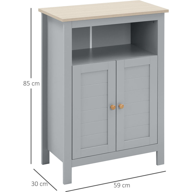 Grey Freestanding Bathroom Cabinet Kleankin