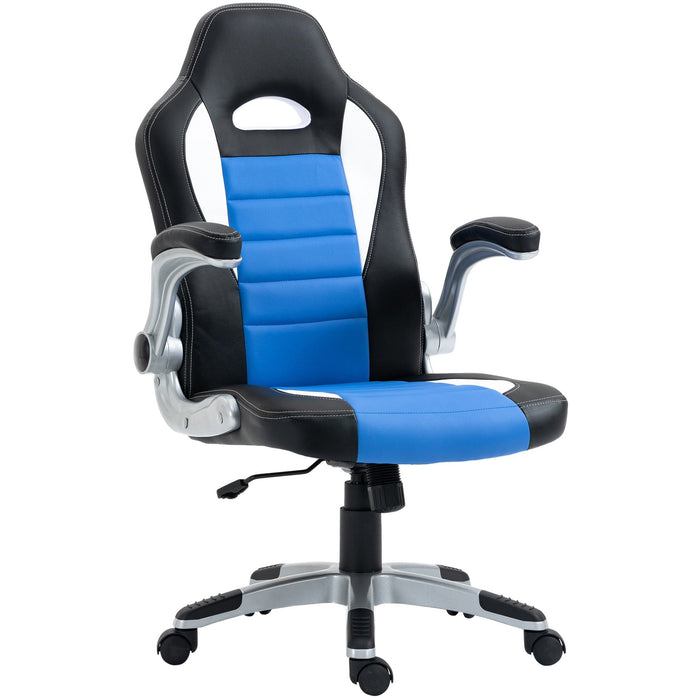 Blue Leather Racing Gaming Chair