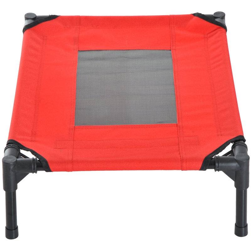 Elevated Camping Pet Bed, Metal Frame, Black/Red