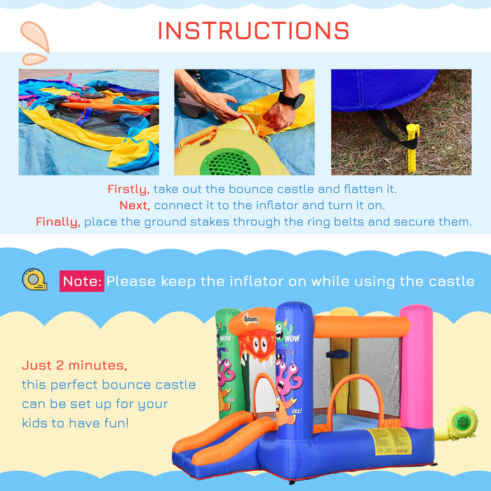 Kids Monster Themed Bouncy Castle With Pump, Age 3-12 Years