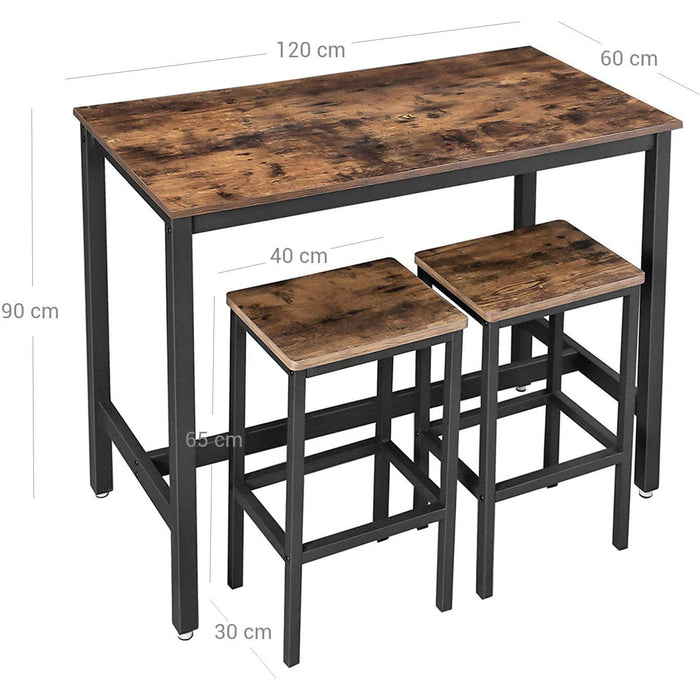 Vasagle Industrial Bar Table with 2 Bar Stools