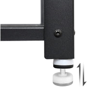 Vasagle Industrial Shoe Bench - Features a black steel frame and rustic brown wooden top, which can be used as a seat. There are two open shelves for storing pairs of shoes