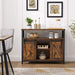Industrial Style Kitchen Sideboard With Sliding Doors by Vasagle Rustic Brown and Black.