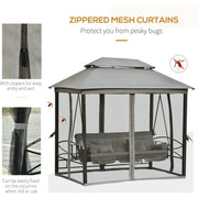 3 Seater Garden Swing Seat With Canopy, Grey Outsunny