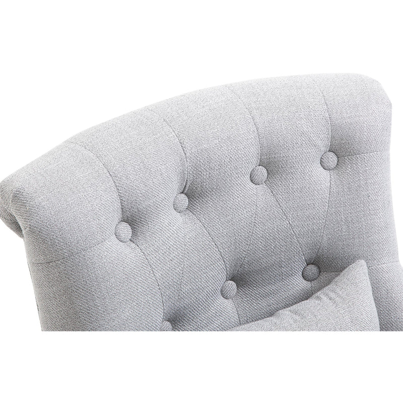 Grey Fabric Accent Chair Solid Wooden Legs